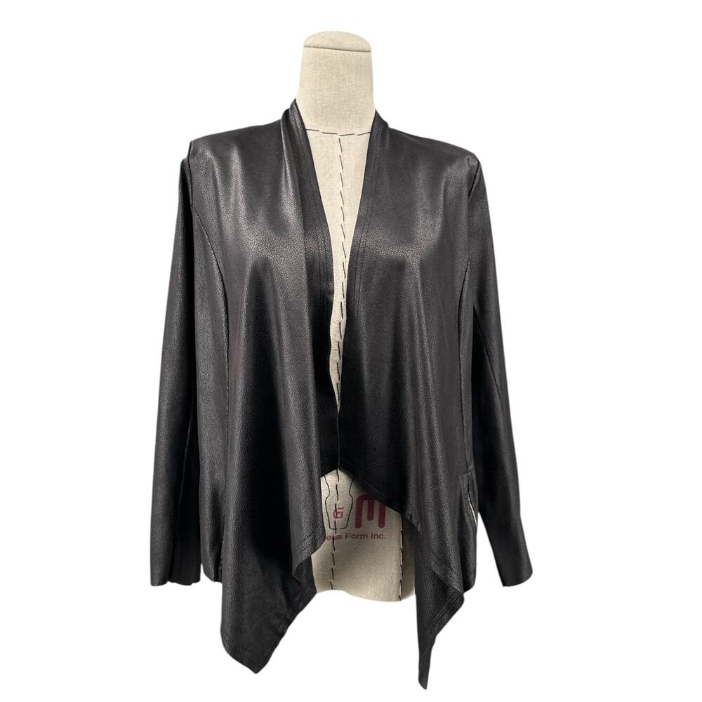 SYMBL‎ VII+ Black Open Front Long Sleeves Asymmetrical Hem Jacket Womens Size S